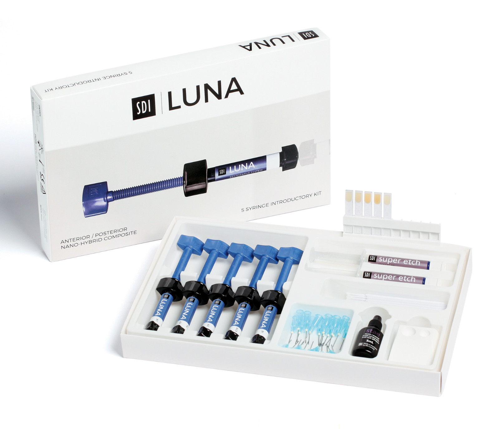 Dental SDI LUNA Nano Hybrid And Micro Filler 5 Composite+Stae Bond+Etch 2ml Kit