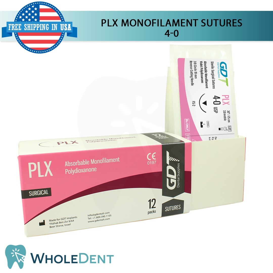 P L X Wires Sewing Thread 3/8 Circle Reverse Sterile 4-0 Dental 12pcs
