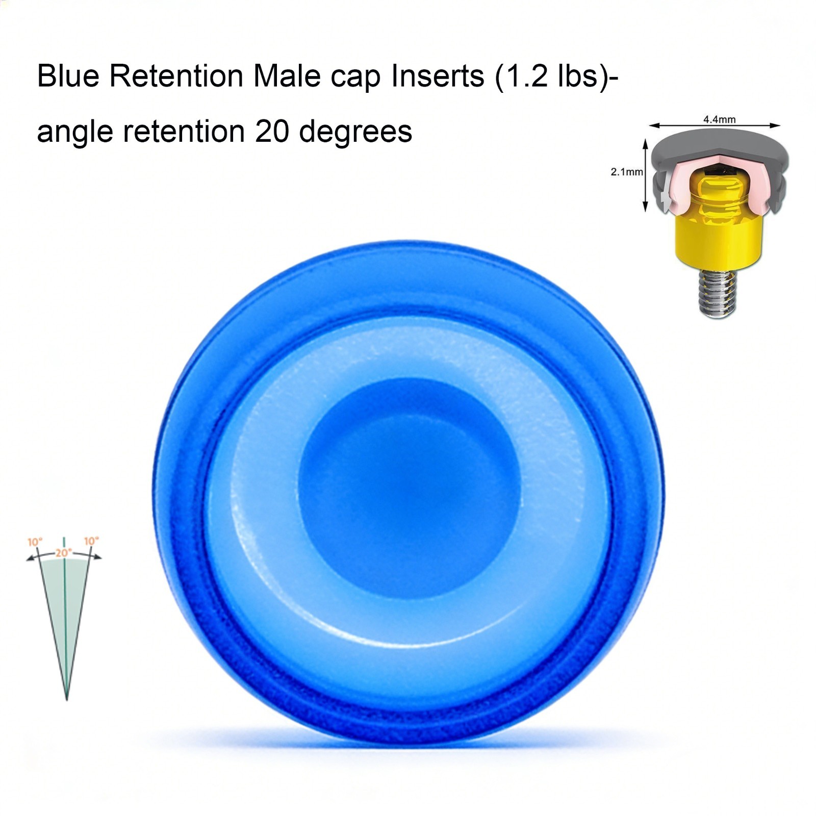 4Pcs Dental Locator Blue Standard Xtra-Light 1.2lbs Male Replacement Cap Inserts