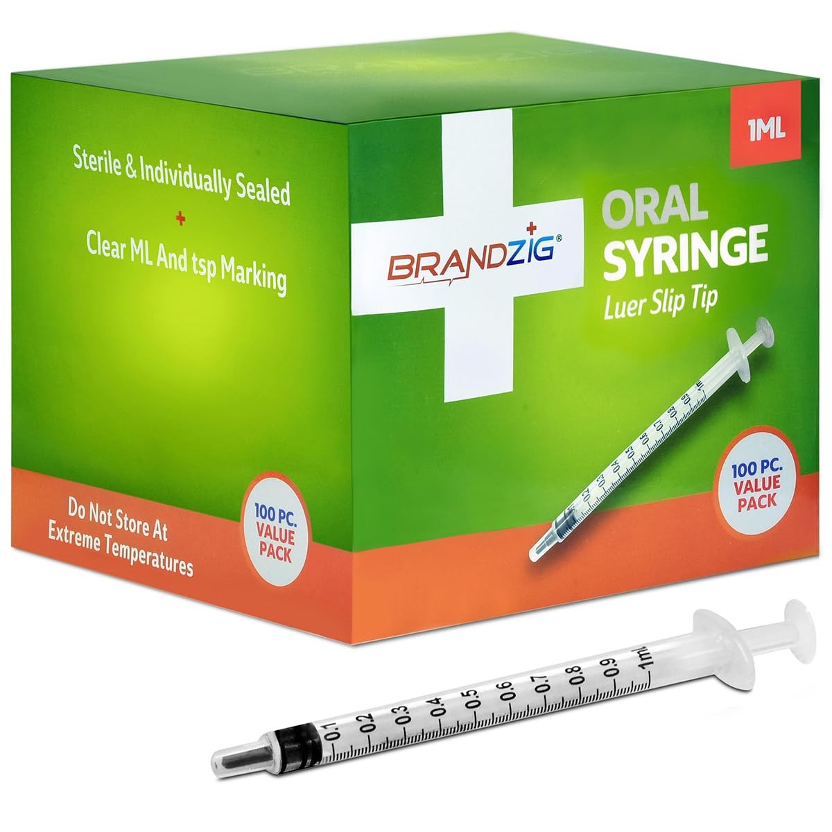 1ml Oral Syringe – 100 Pack – Luer Slip Tip, No Needle, 100 Count (Pack of 1)