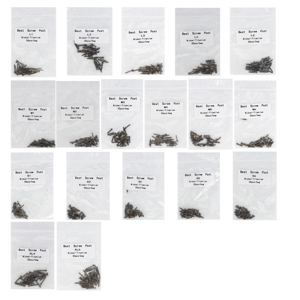30 Pcs Dental Screw Post Endo Root Canal Conical Refills Golden/Titanium/Steel