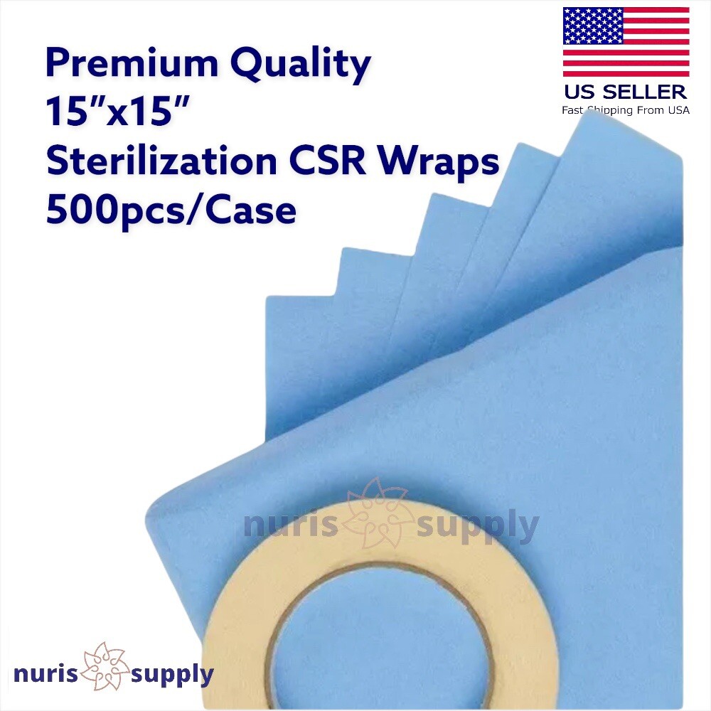 500pcs/Case 15×15 Autoclave CSR Sterilization Wrap 15″x15″ Premium Quality