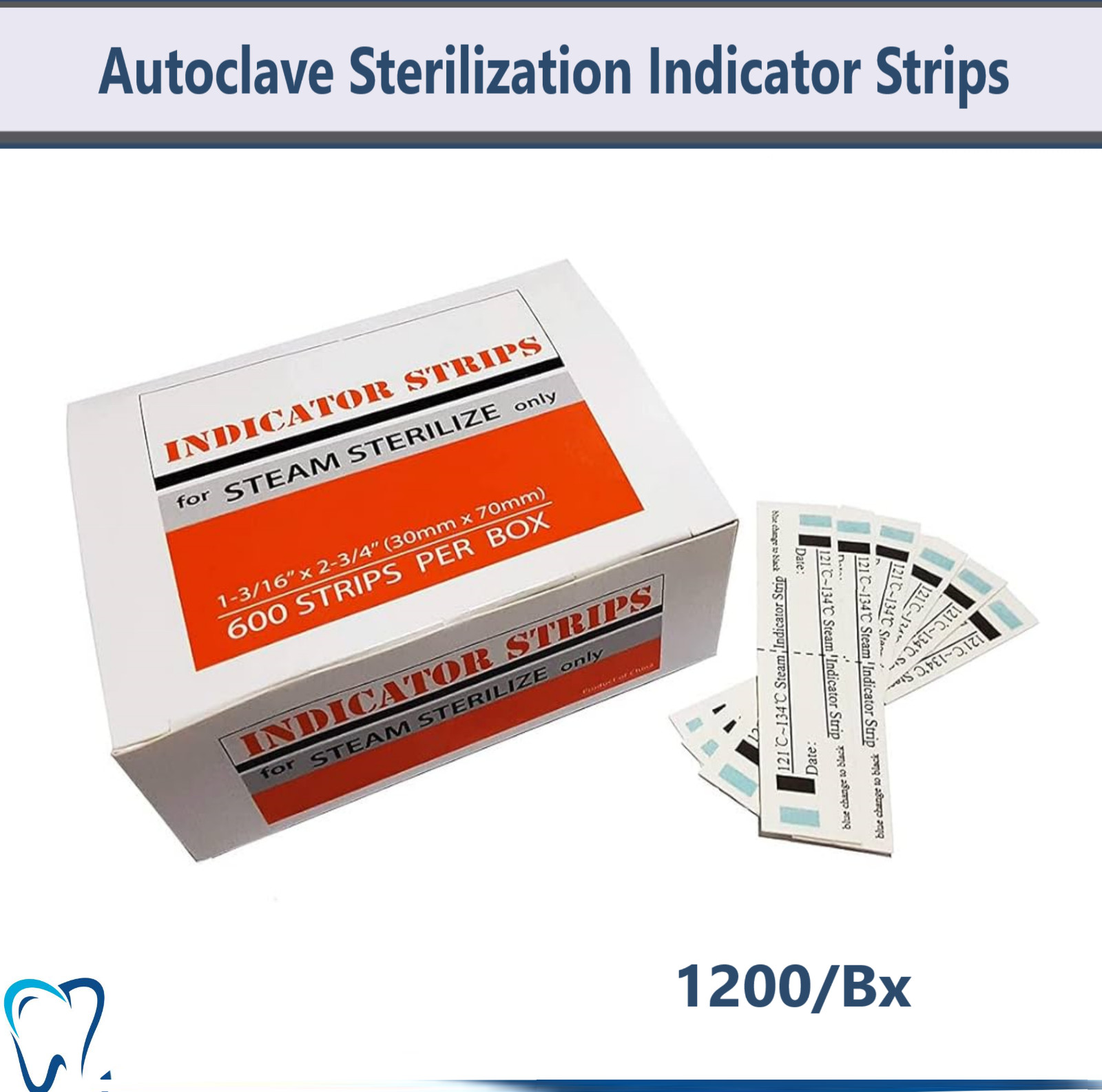 1200/Bx Autoclave Sterilization Indicator Strips for Steam Sterilize 1 3/16” x 2