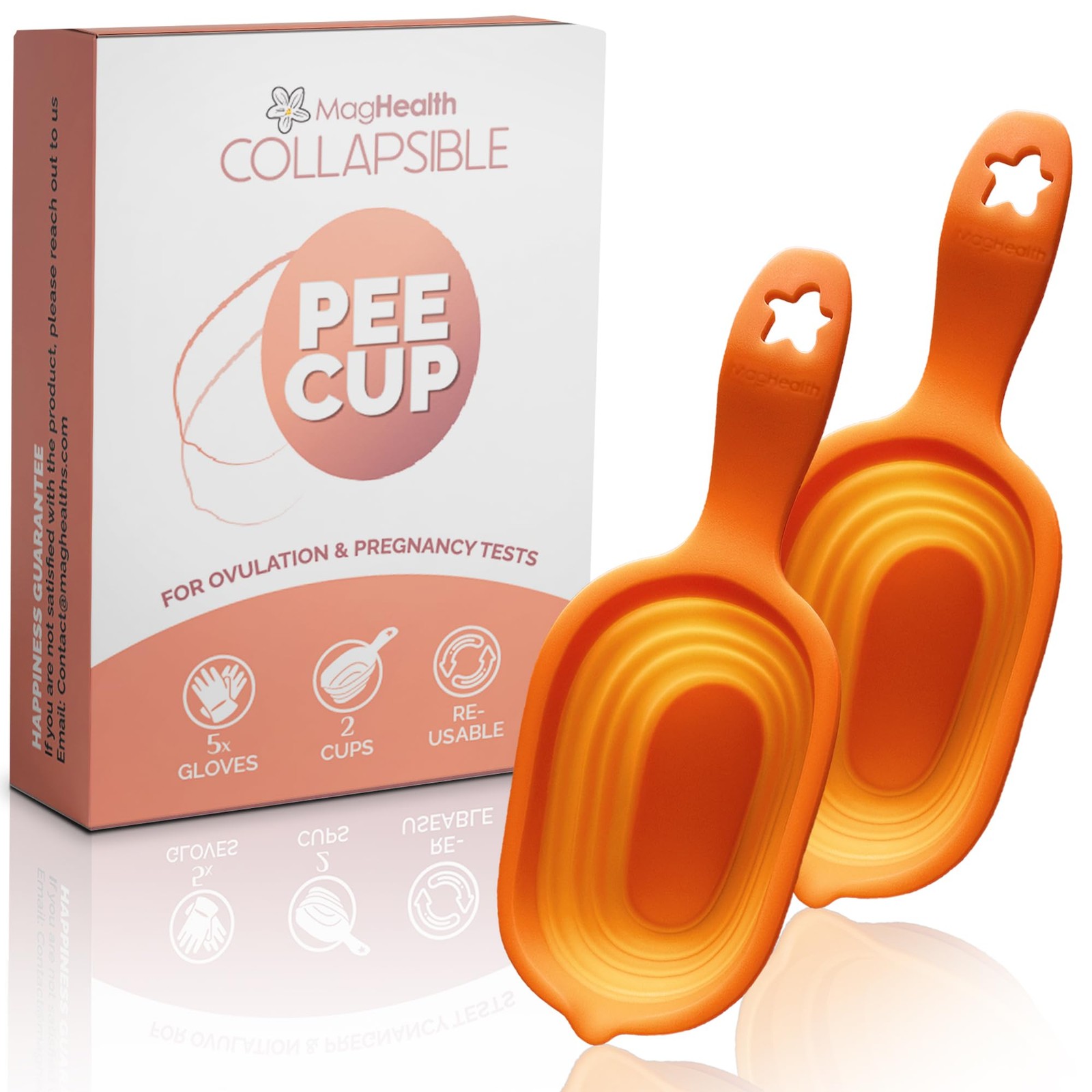 Reusable Pee Cups for Ovulation & Pregnancy Test Strips – 2 Standard