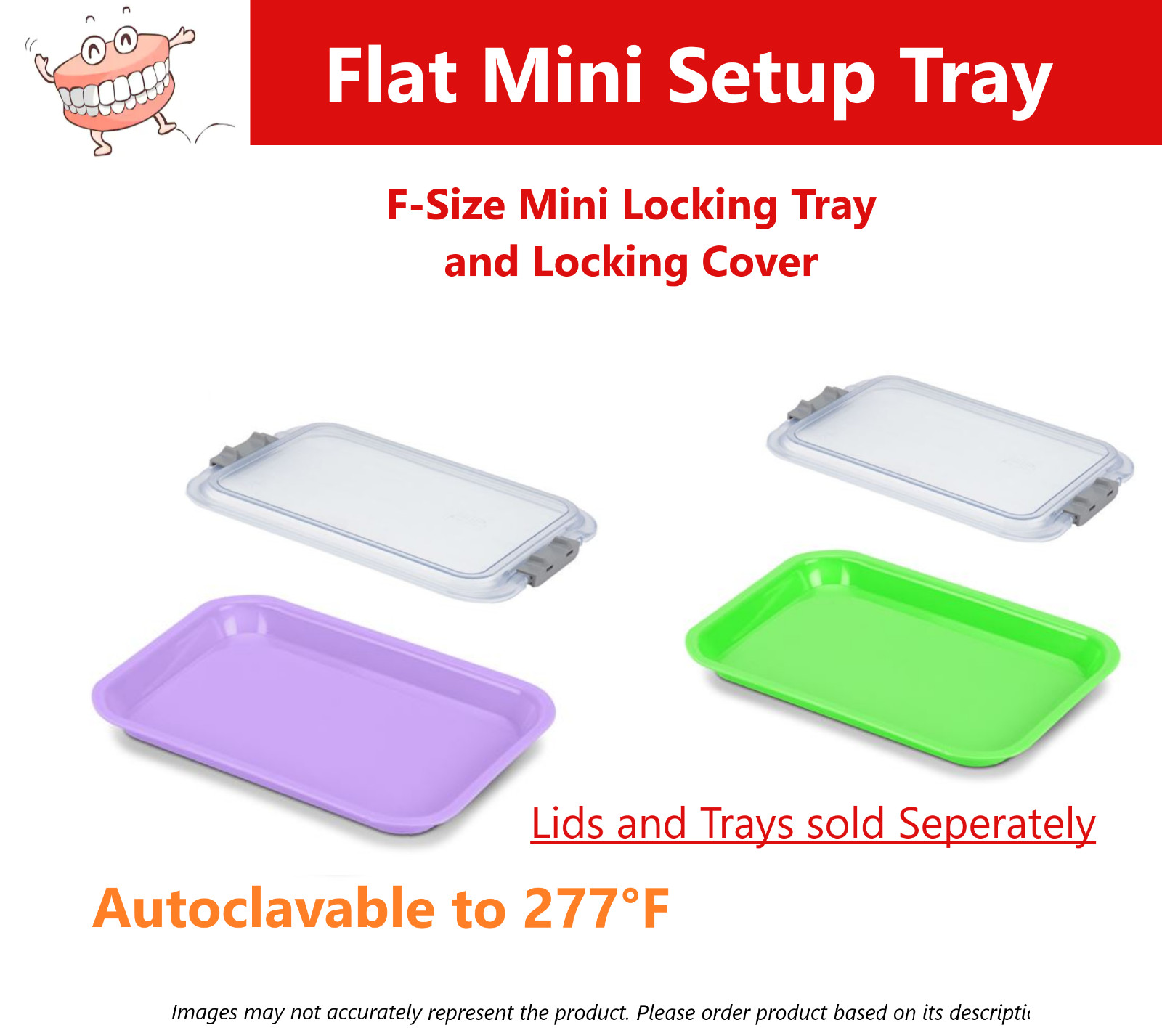 Dental Procedure Set-Up Trays Flat B (Ritter) or F Mini, or B Divided Tray 250F