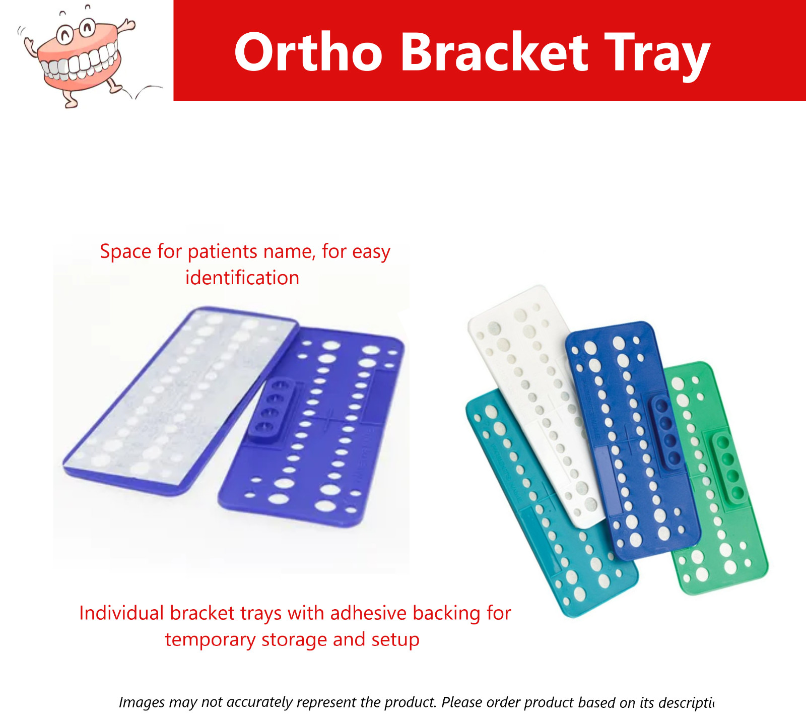 Dental Orthodontic Bracket Trays 25 pcs Ortho Bracket Trays -Pick Color & Box