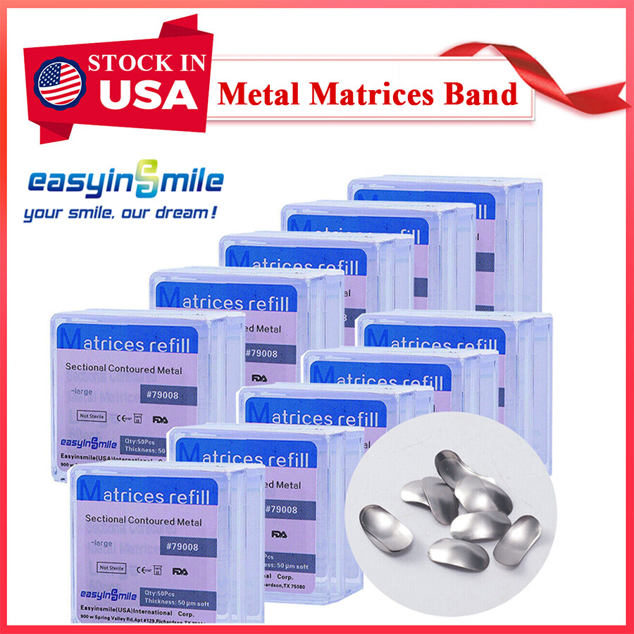 10box Dental Metal Matrices Matrix Band Sectional Contoured Refill S/M/L 50μm