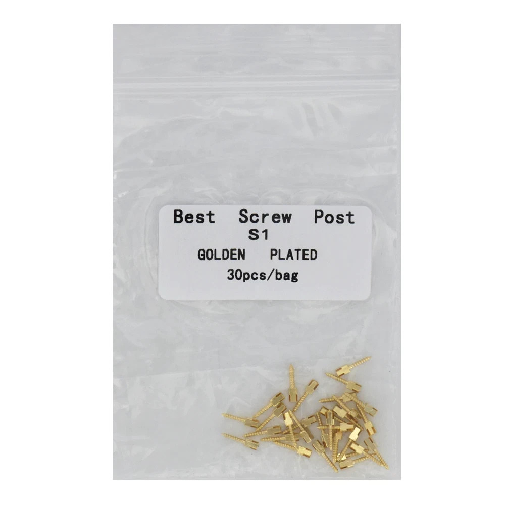 30 Pcs Dental Screw Post Plated 24K Goldn Conical Refill S/M/L/XL For Root Canal