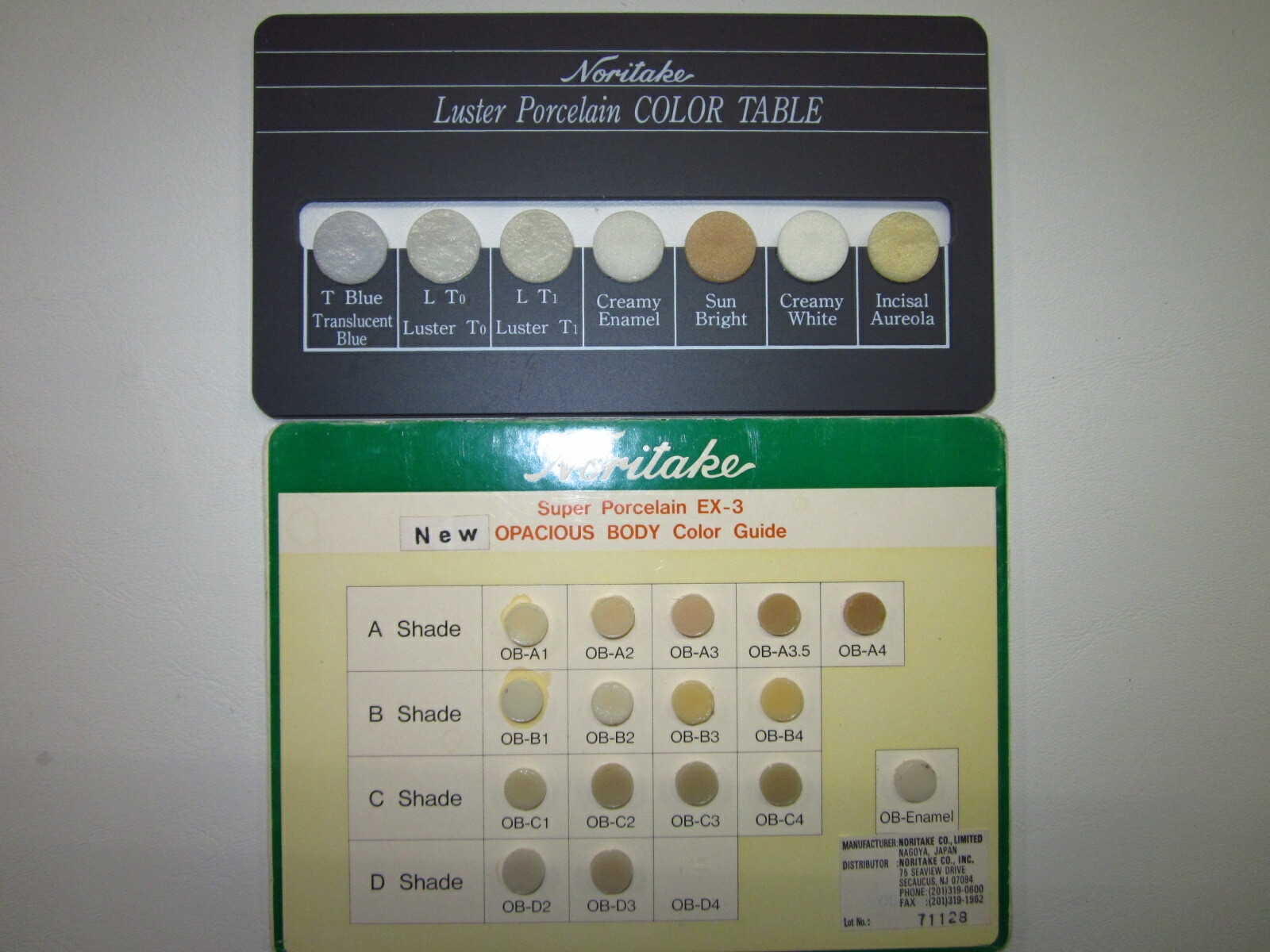 Noritake Dental Lab Porcelain Shade Tabs Luster Porcelain/ Opacious body Colors
