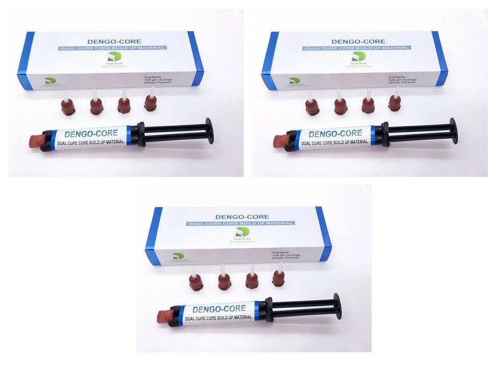 3 x Dental DENGOCORE Composite Material 9gm Dual Cure Core Build Up Cement FS