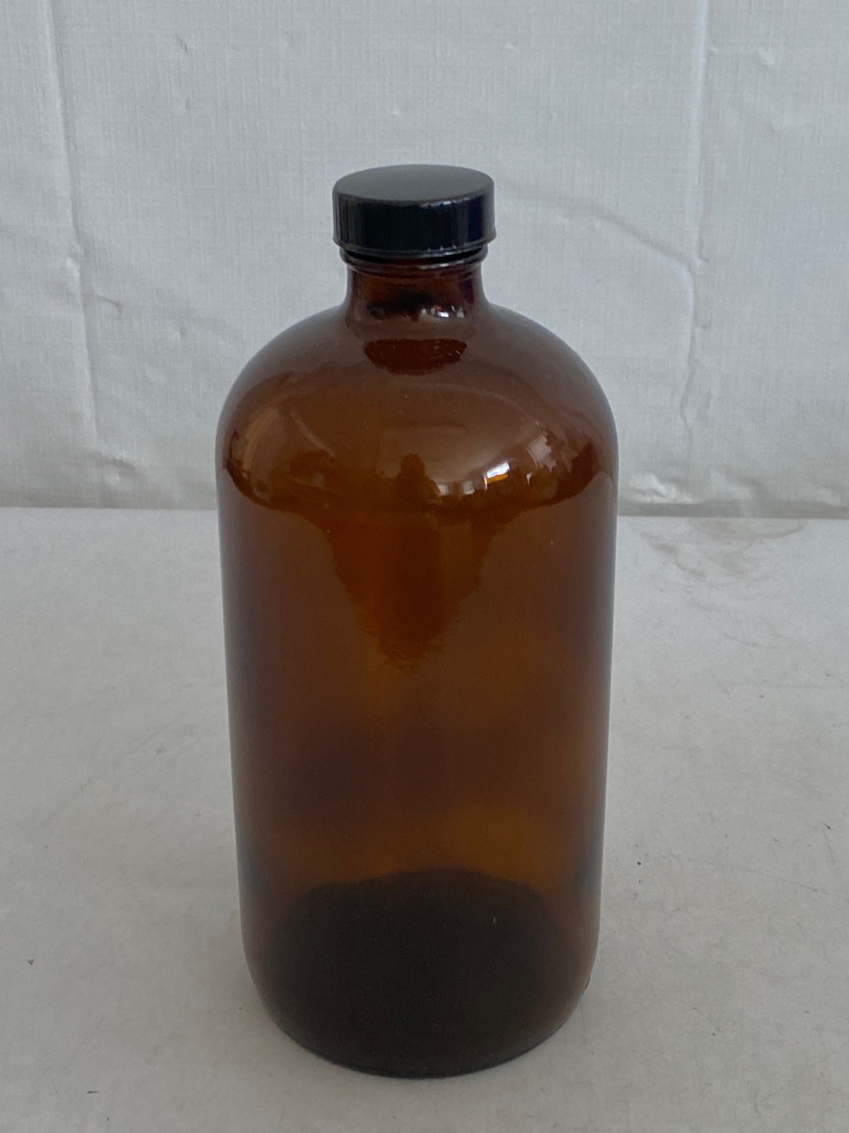 (12) QORPAK Amber Glass 32oz. Narrow Mouth Round Bottles w/ Screw Caps 2123