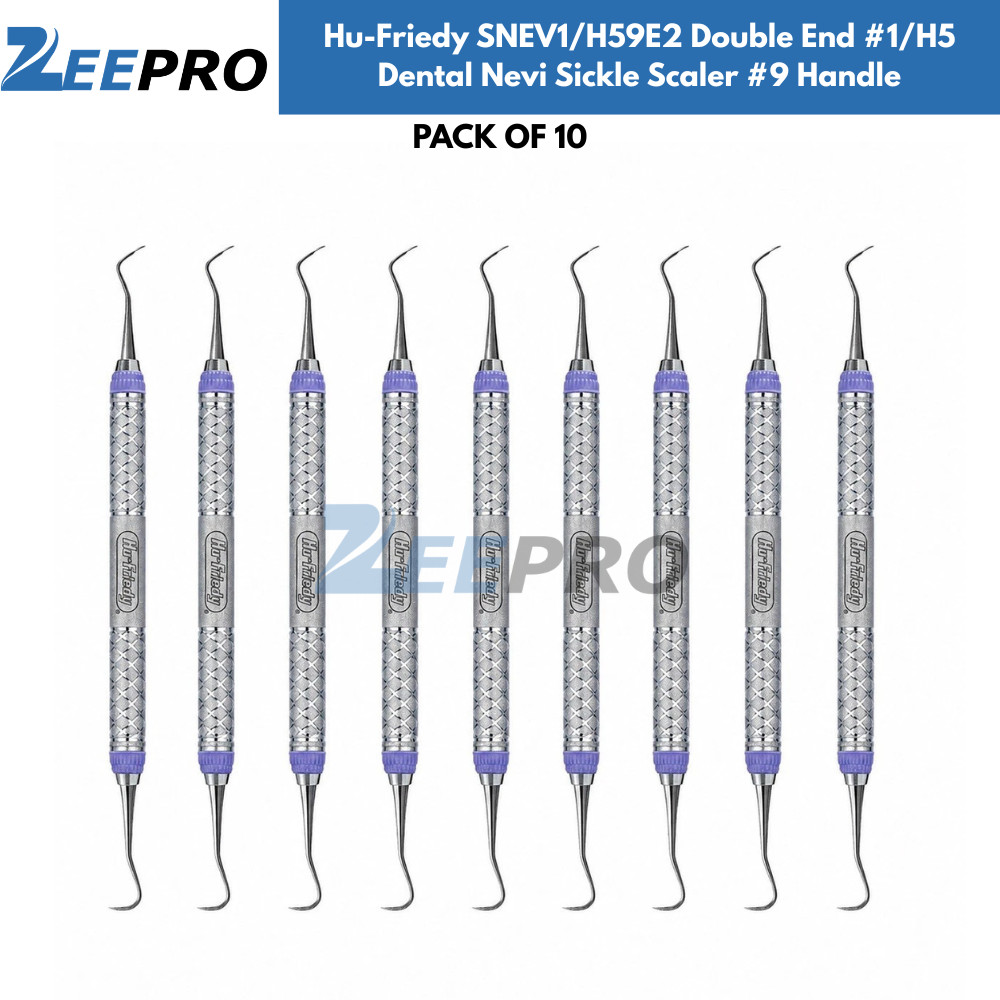 Hu-Friedy SNEV1/H59E2 Double End #1/H5 Dental Nevi Sickle Scaler #9 Handle