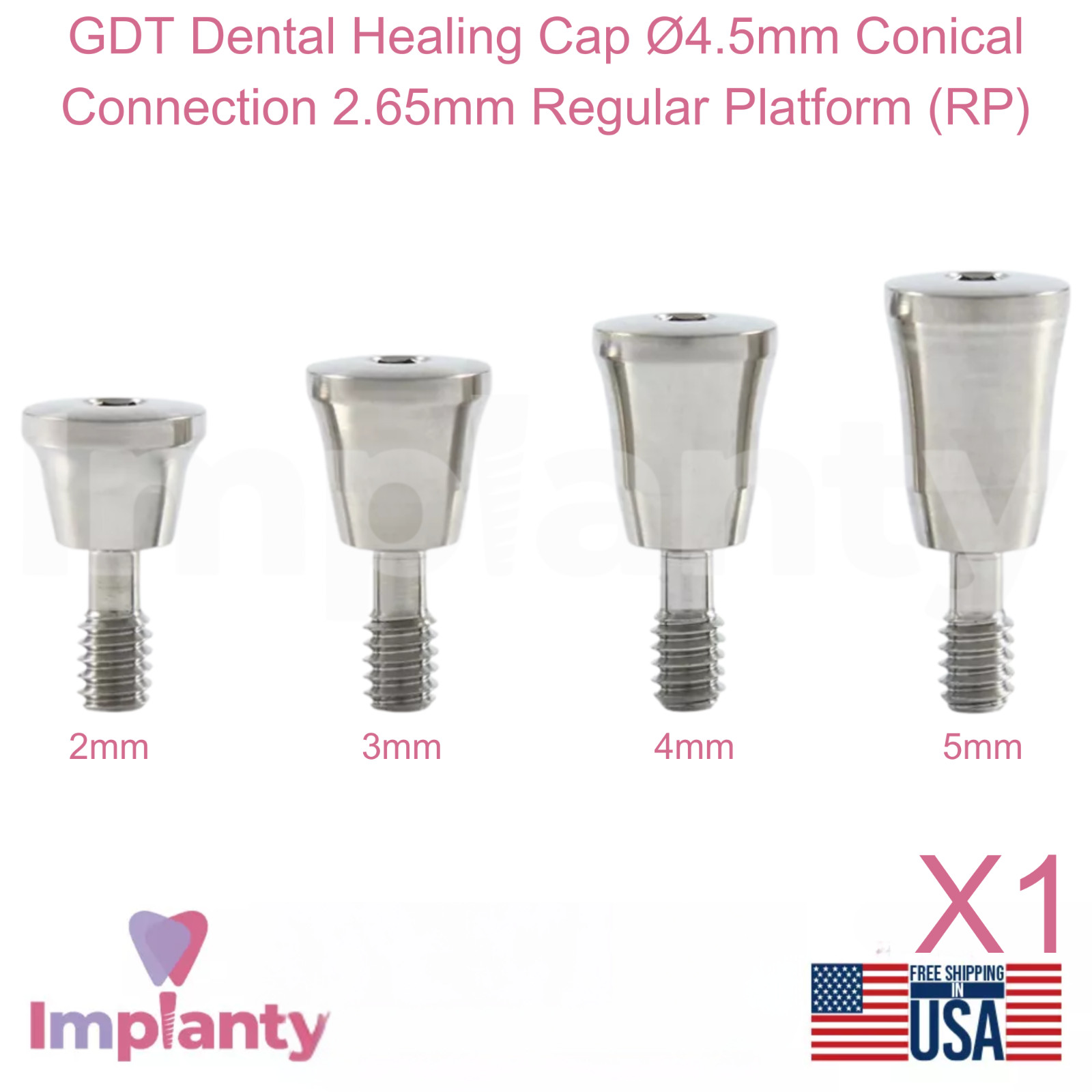 GDT Dental Healing Cap Ø4.5mm Conical Connection 2.65mm Regular Platform (RP)