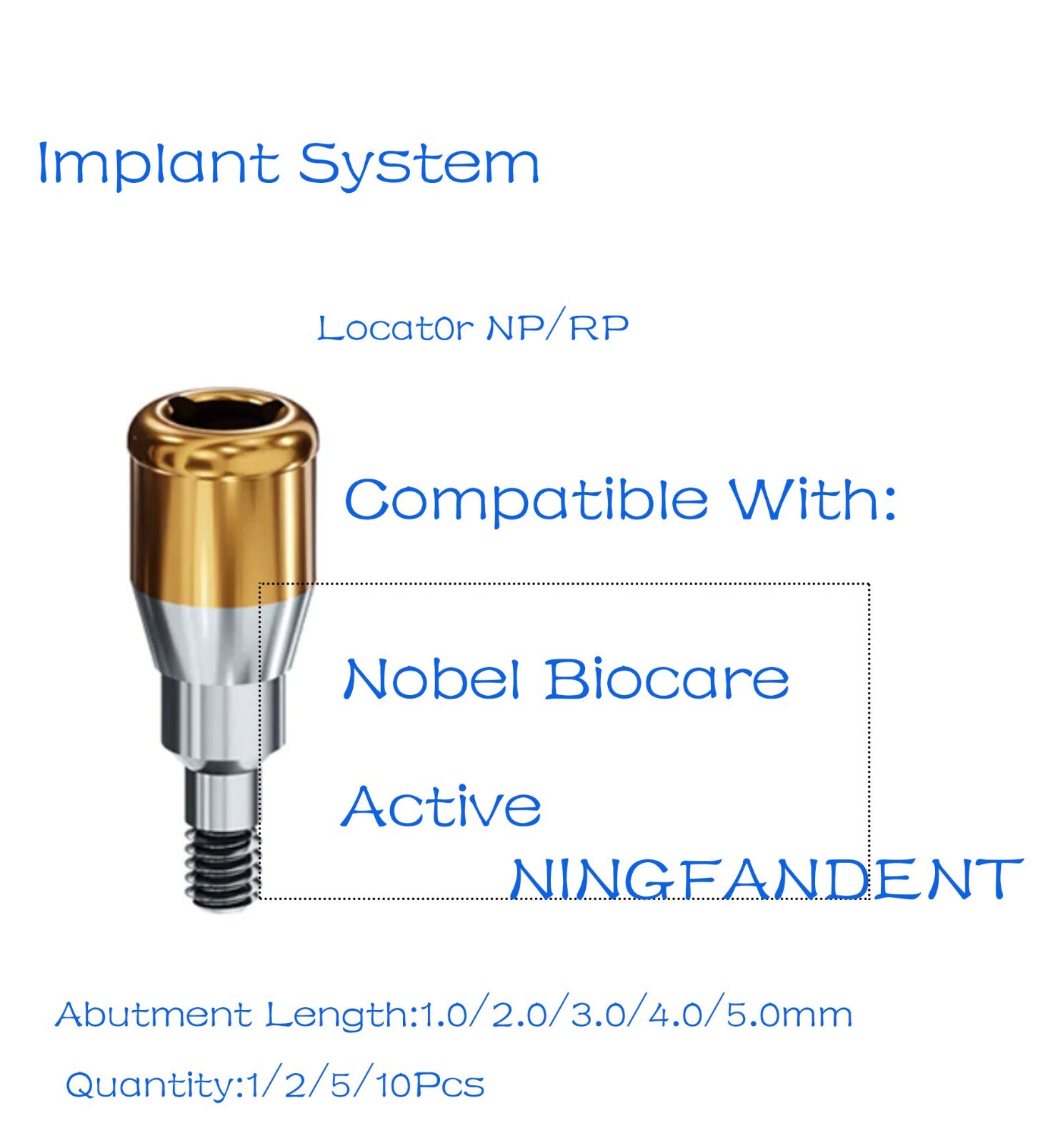 Implant Locat0r Abutment NP/RP, Fit For Nobel Biocare Active ,AH=1/2/3/4/5.0mm