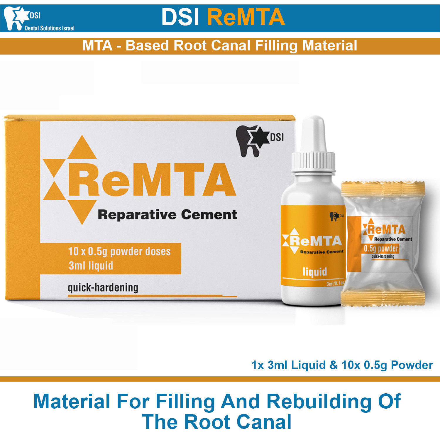 Re MTA Fast Set Endodontic Root Canal Repair Filling Material 10x 0.5g & 3ml