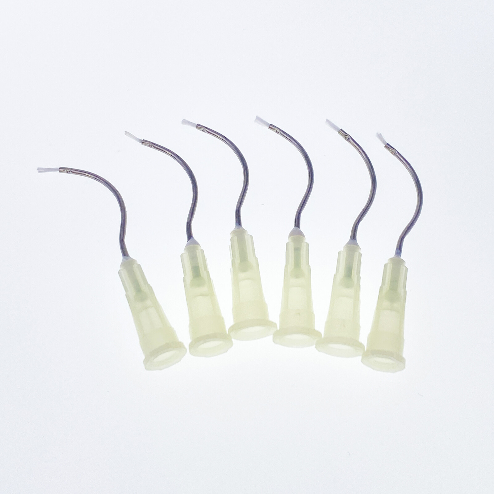 100Pcs Dental Infusor Applicator Delivery Tips Pre-Bent Metal Brush End 19G