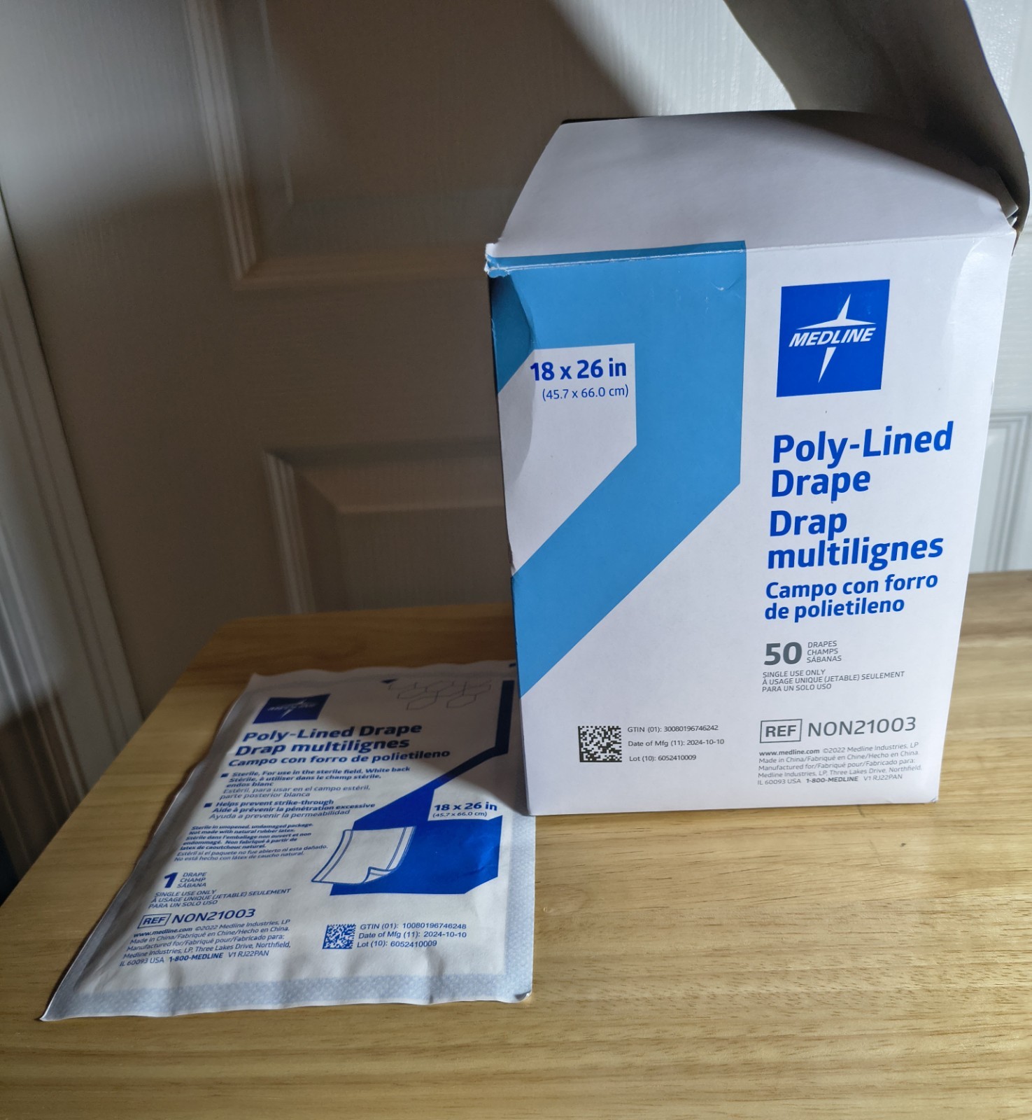 Medline Sterile Poly-Lined Drape 18 X 26 (4 Box -175 Pieces) New -Date Mfg 10/24