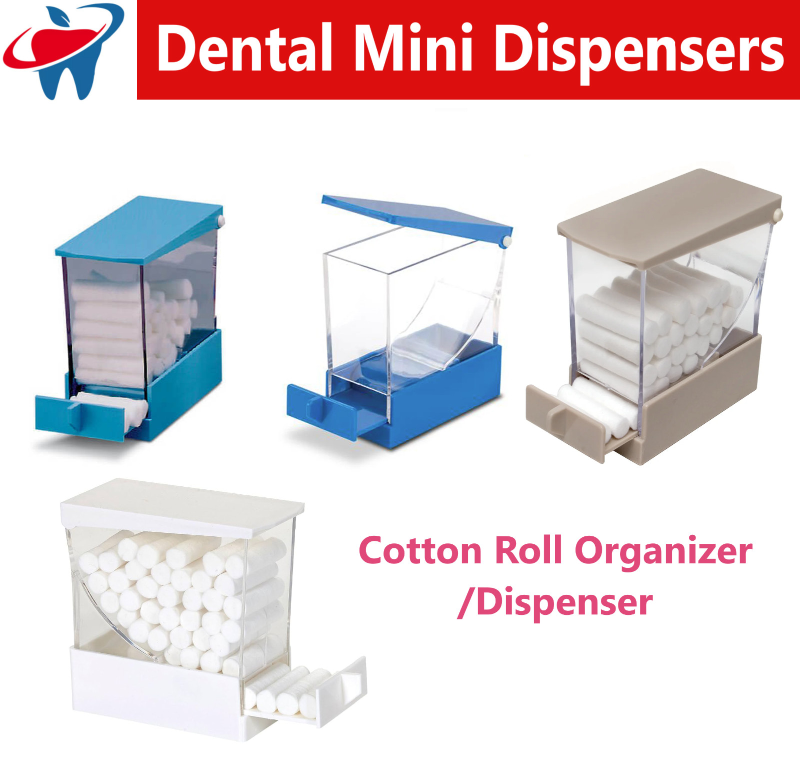Dental Round Cotton Roll Holder Microbrush Dispenser 2″x 2″ Sponges Organizer