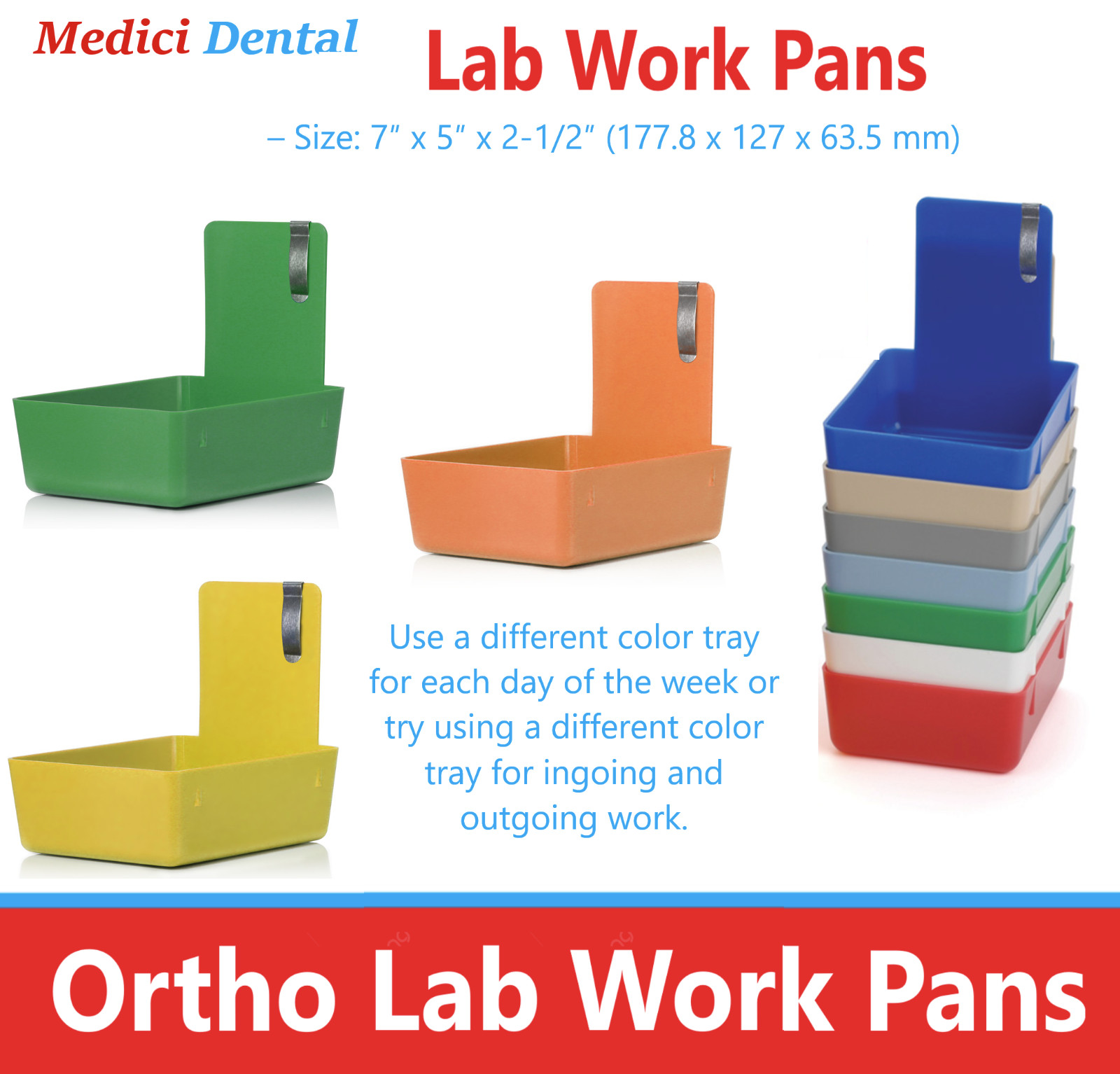 Dental Pro Lab Pan Ortho Laboratory Pan: Medium w/Clip Includes Hanging Strips