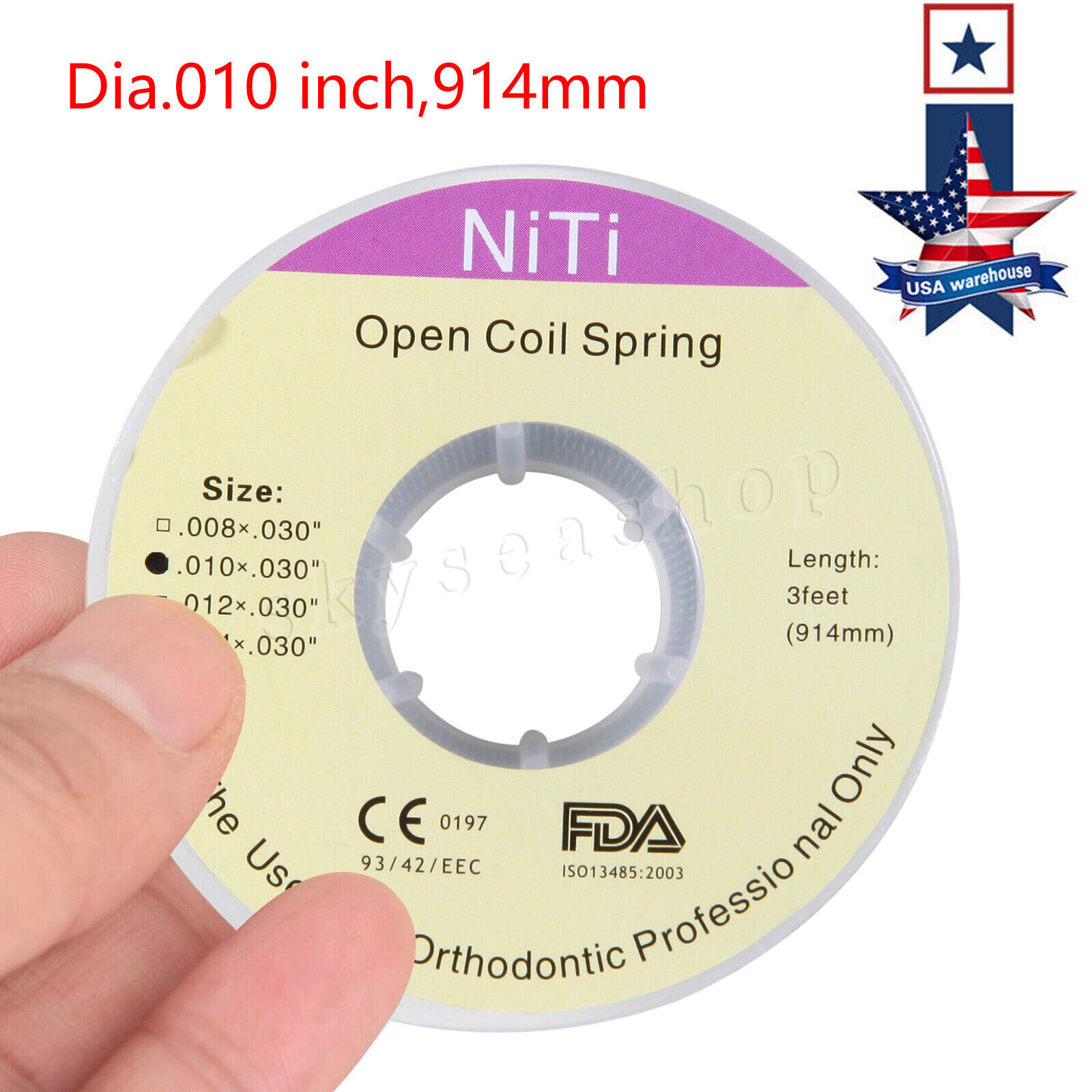 USA Dental Orthodontic Niti Open Coil Spring Spool Dia.010 *030 ” inch 914mm