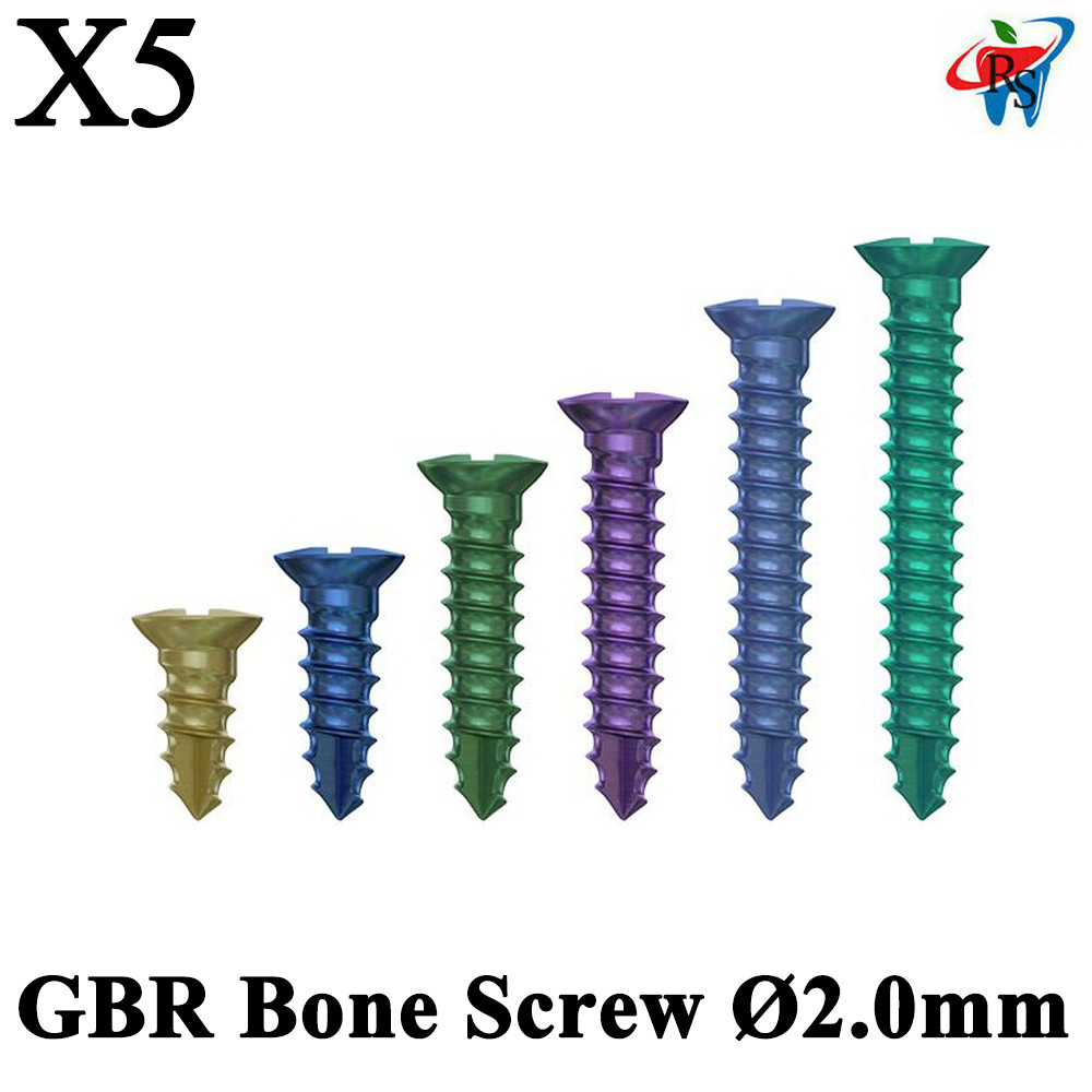 5pcs Dental GBR Bo ne Screw Ø2.0mm Surg ical Membrane Fixation
