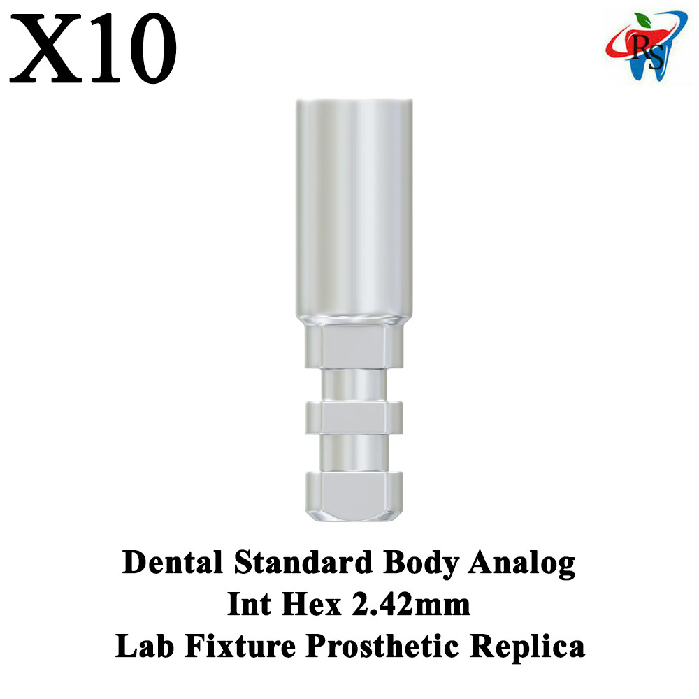 10x Dental Standard Body Analog Int Hex 2.42mm Lab Fixture Prosthetic Replica
