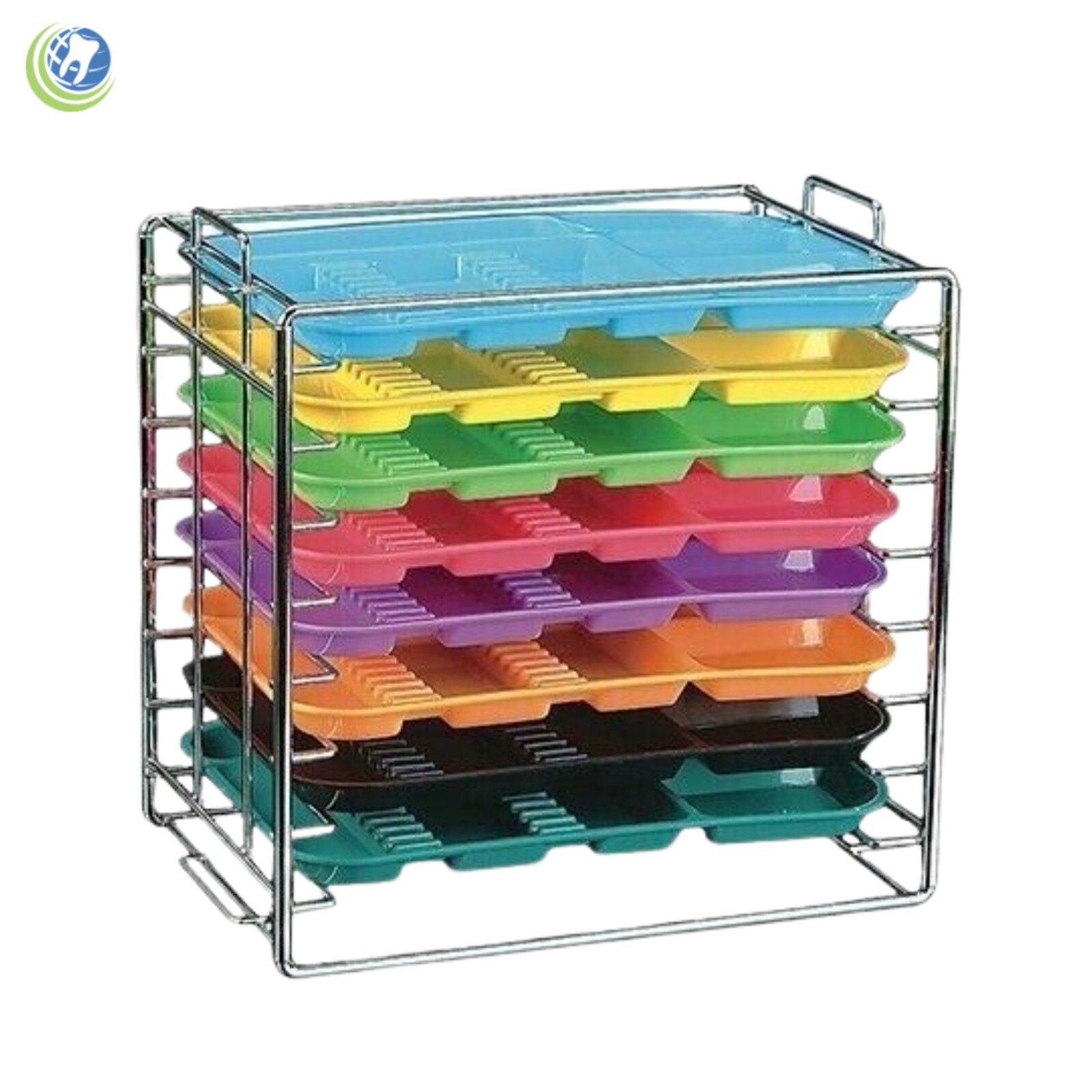 Plasdent Dental Medical Chromed Steel Instrument Tray Rack 8 Position for Size B
