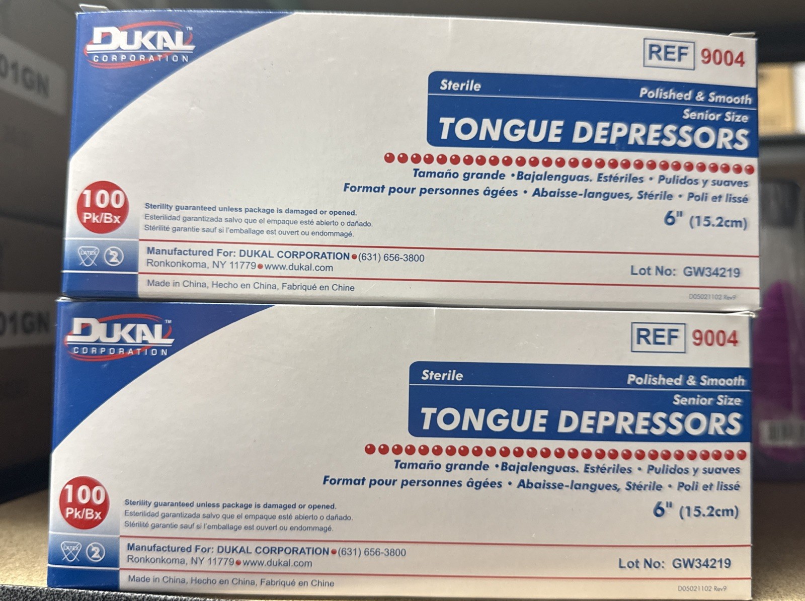 2 Boxes Dukal Sterile Wooden Tongue Depressors 6” 100 Per Box