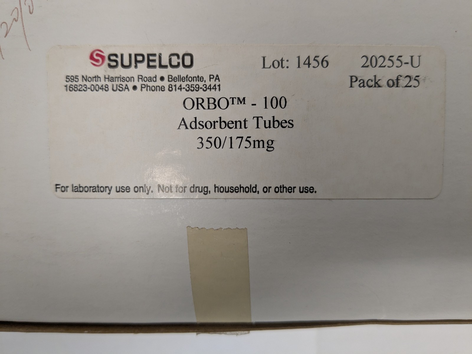 Supelco 20255-U ORBO-100 Adsorbent Tubes 350/175mg One Pack of 25