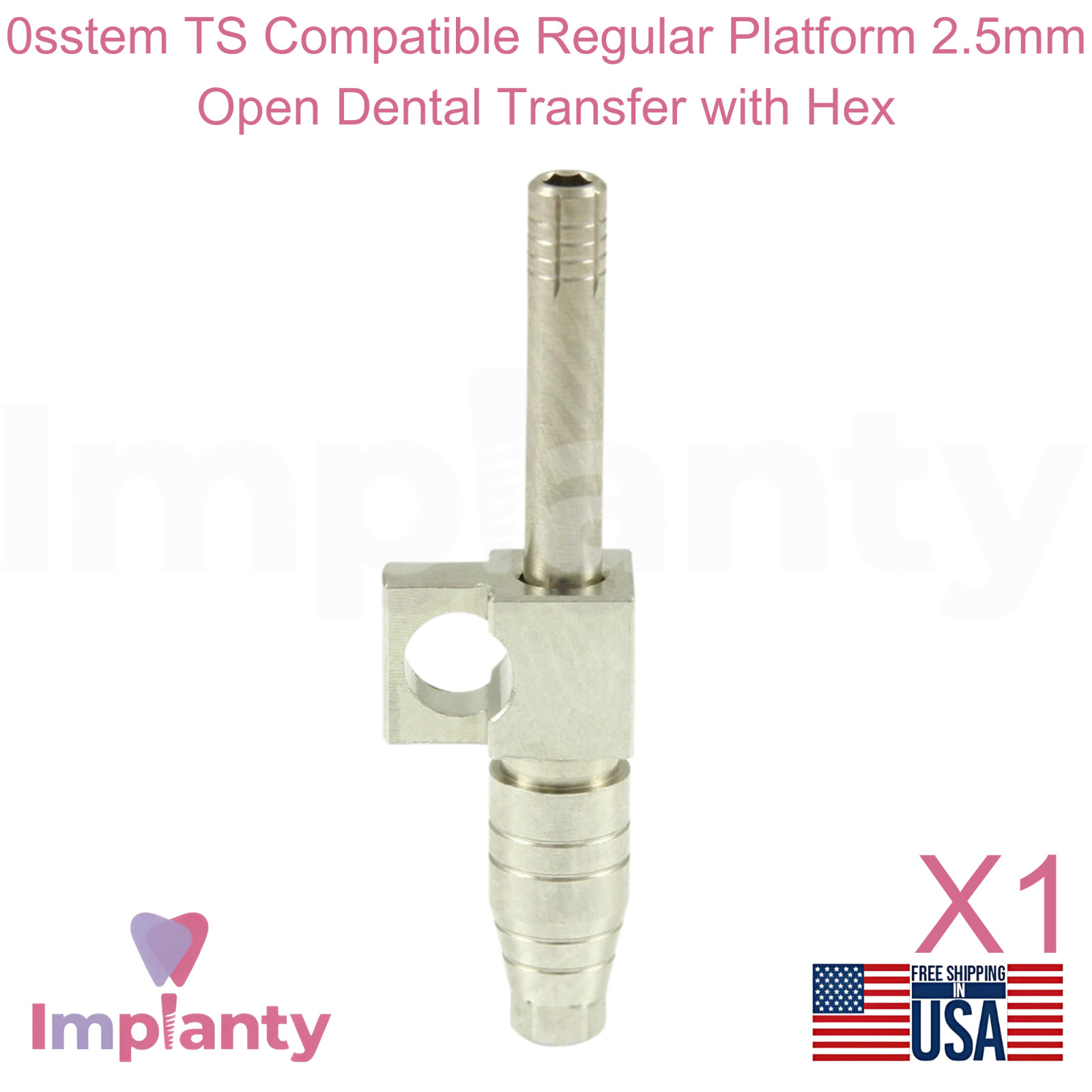 0sstem TS Compatible Regular Platform 2.5mm Open Dental Transfer with Hex