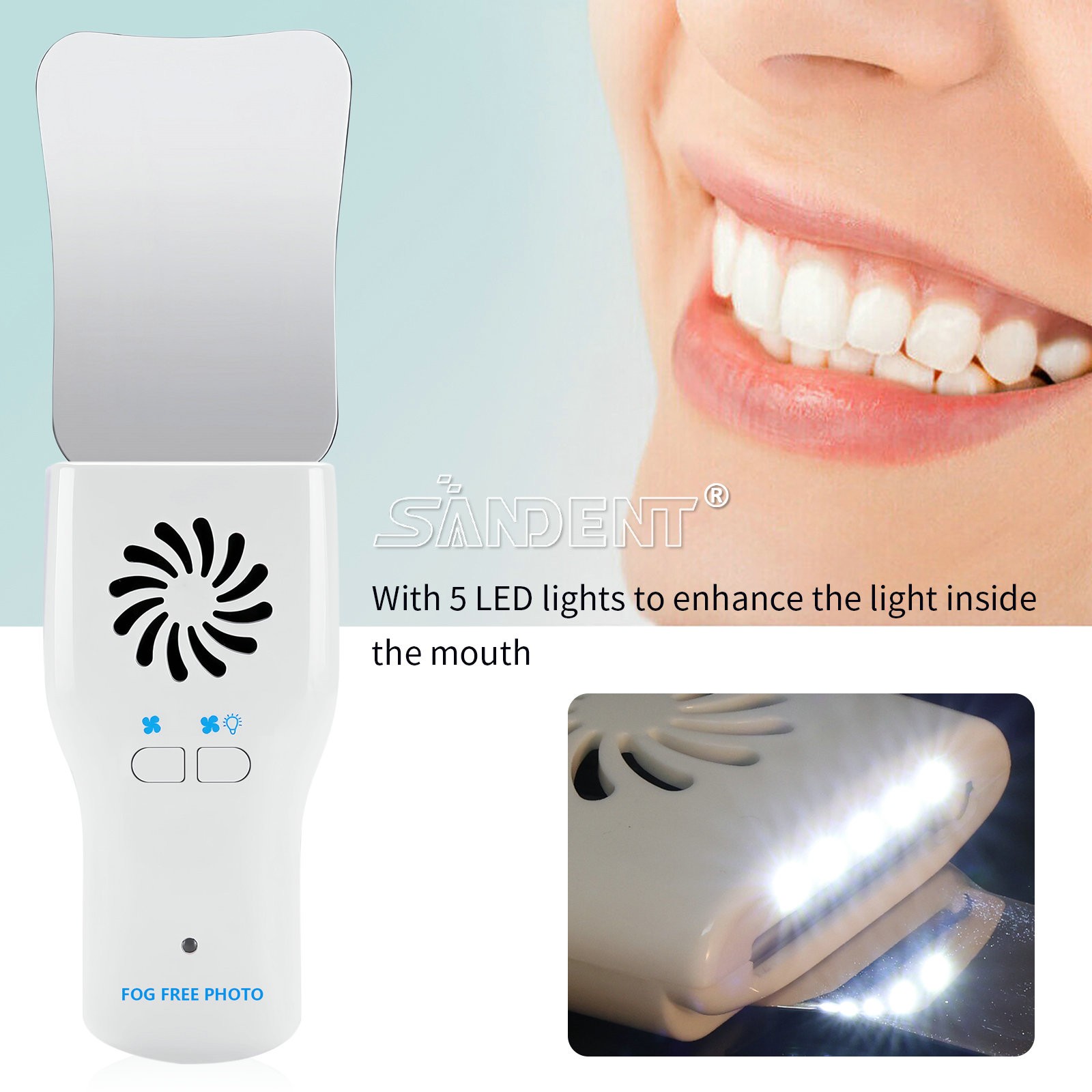 Dental Orthodontic LED Automatic Anti-fog Mirrors for Oral Photography Reflector