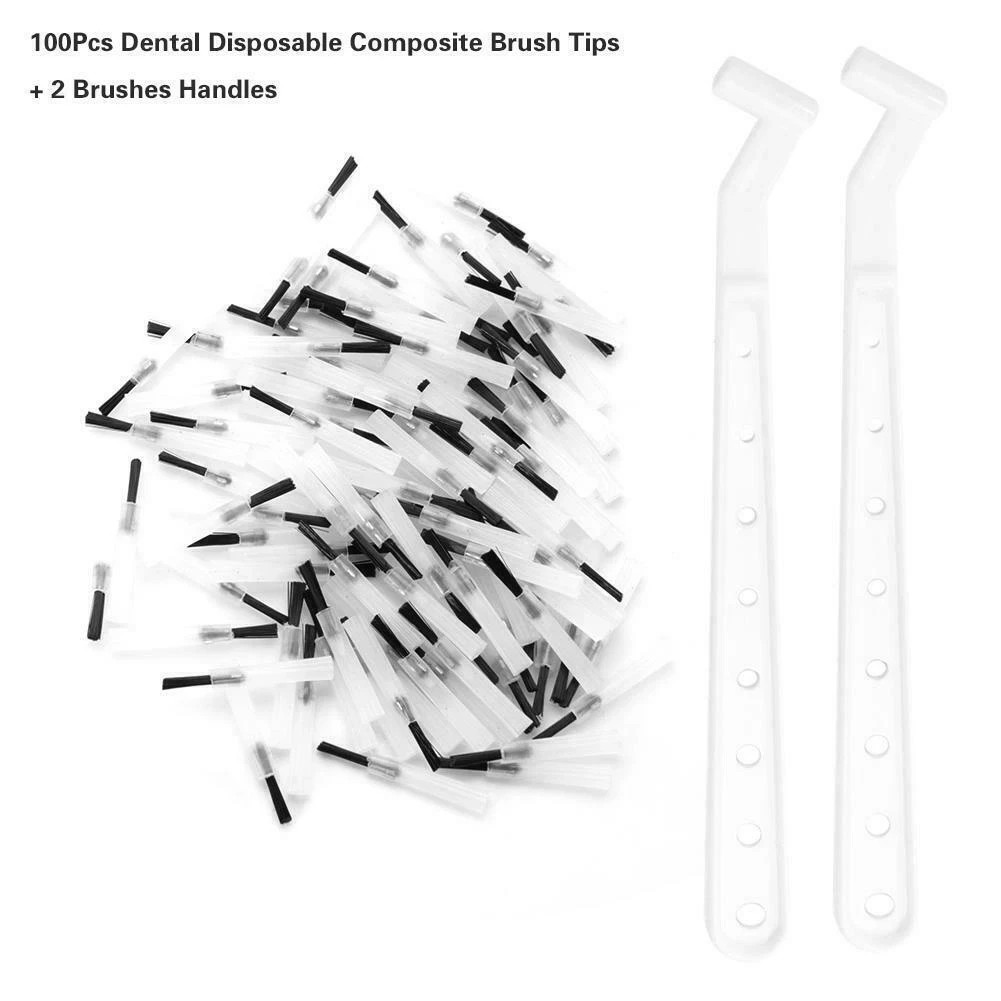 Dental Resin Composite Disposable Micro Brushes Applicator Brush Tip+Brush Handl