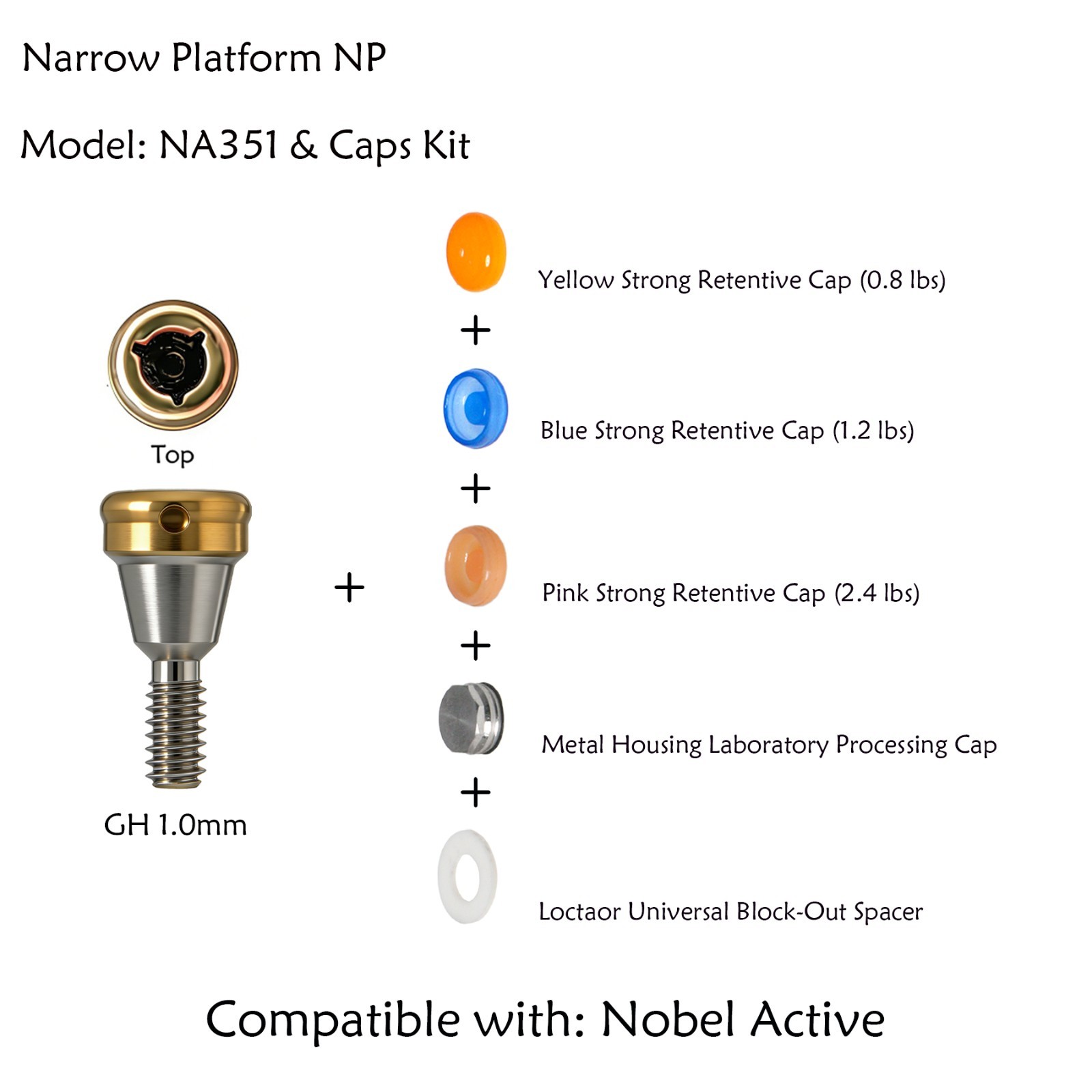 Zest Locator Anchor Abutment for NOBEL NobelActive Conical Connection NP 1-5mmGH