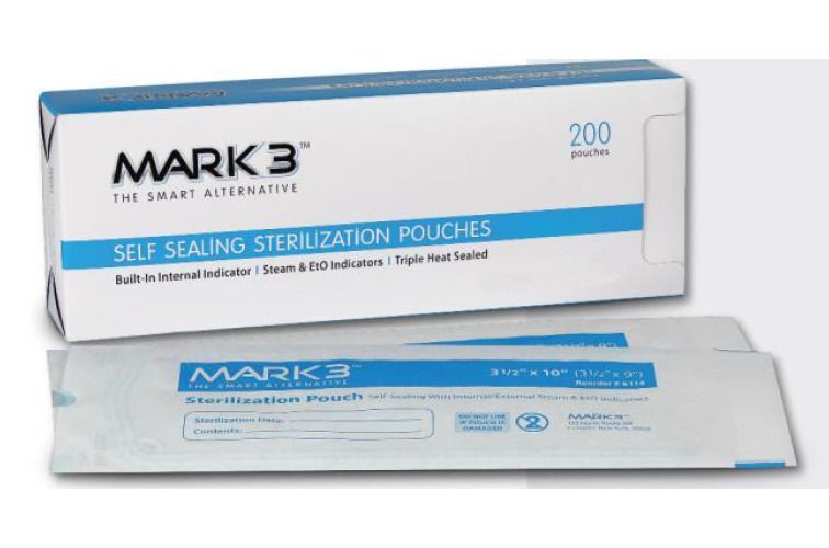 MARK3 Self-Sealing Sterilization Pouch, 5-1/4″ x 7-1/2″, 200/Box
