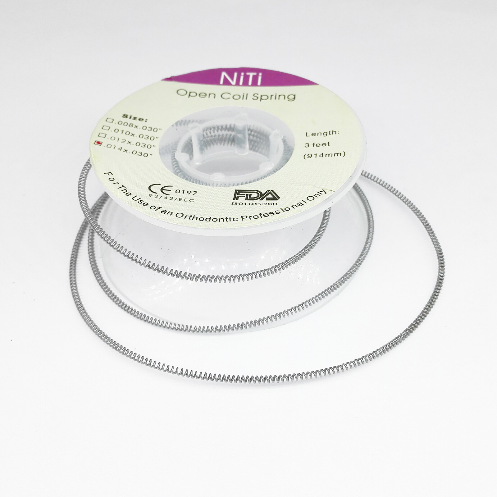 Dental Orthodontic Niti Open Coil Spring Spool Dia.008/014 Inch 914 mm 3 Feet