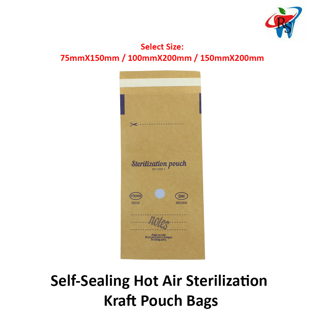 Dental Self-Sealing Desinfection Hot Air Kraft Pouch Bags Medical Manicure