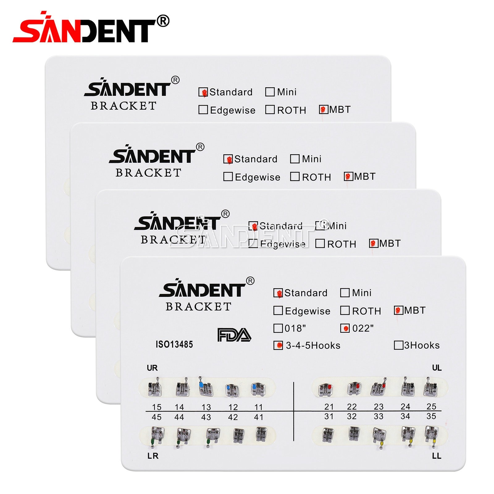 10-100 packs Dental Metal Brackets bracket braces Standard MBT 022 Hooks 345 #1