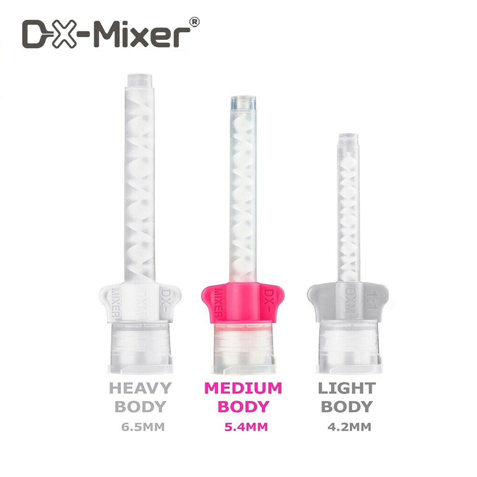 48Pcs DX-Mixer Dental Impression Material Mixing Tips 6.5/5.4/4.2mm Korea Made