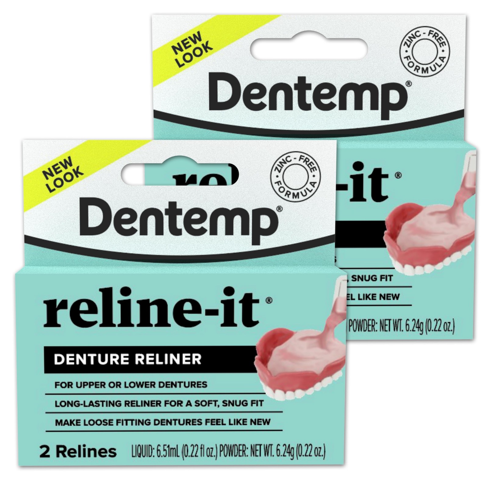 Dentemp Denture Reline Kit – Advanced Formula 2 Count (Pack of 1), clear