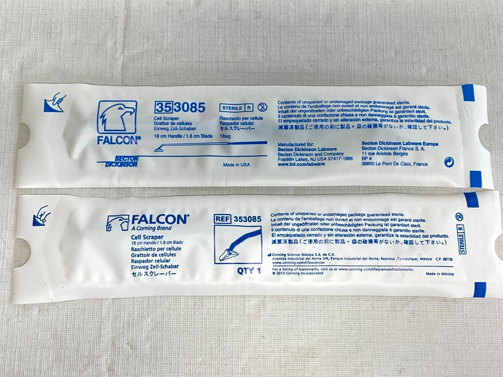 (100) CORNING BD Falcon 18cm Handle PS Cell Scraper w/1.8cm Blade Sterile 353085