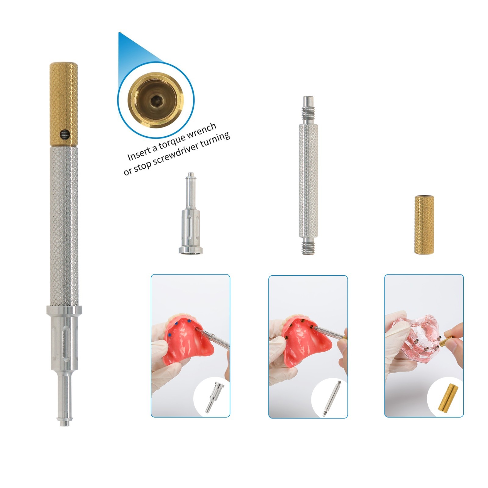 Dental Locator Retention Male Caps & Core Tool Kit Inserts Overdenture Abutment