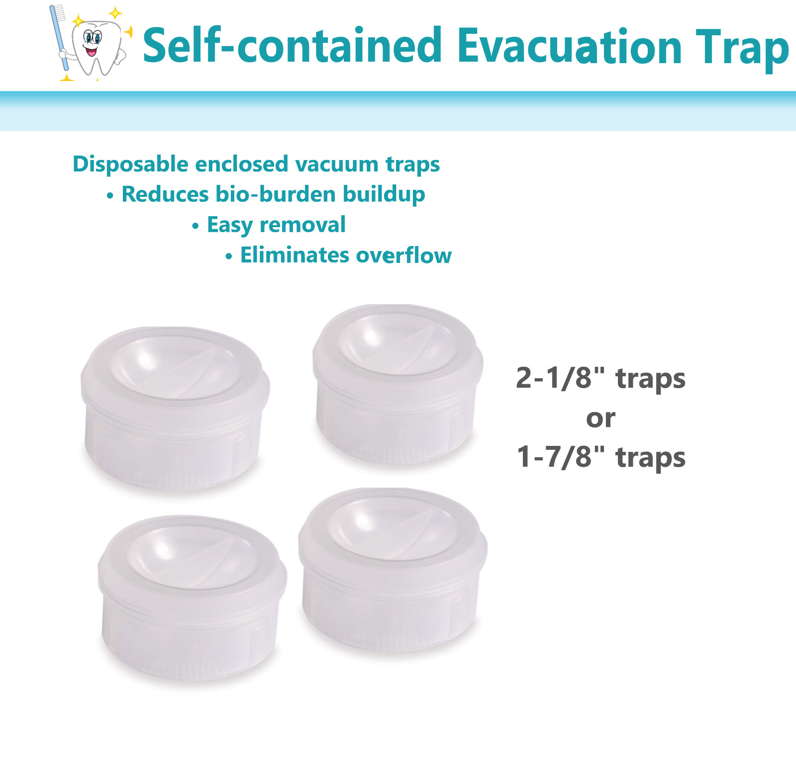 Dental DCI Vacuum Trap COVERED SCREENS, (2 1/8″ or 1 7/8 “) Upto 100Bx