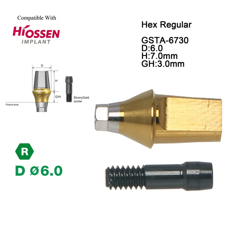 US Dental Straight Transfer Abutment Hex Regular D6.0 Fits Osstem Hiossen TS
