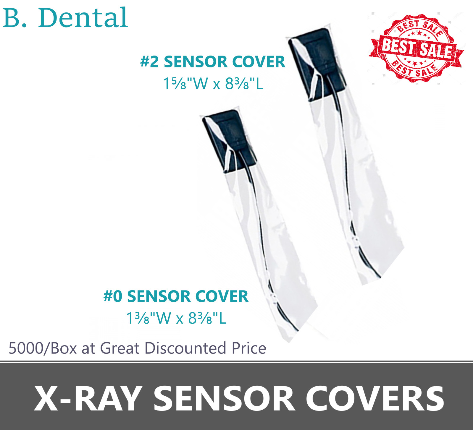 500 pcs Dental x-ray Sensor Sleeves Size #2 1 5/8″ x 8″ Trophy Gendex Diagnodent