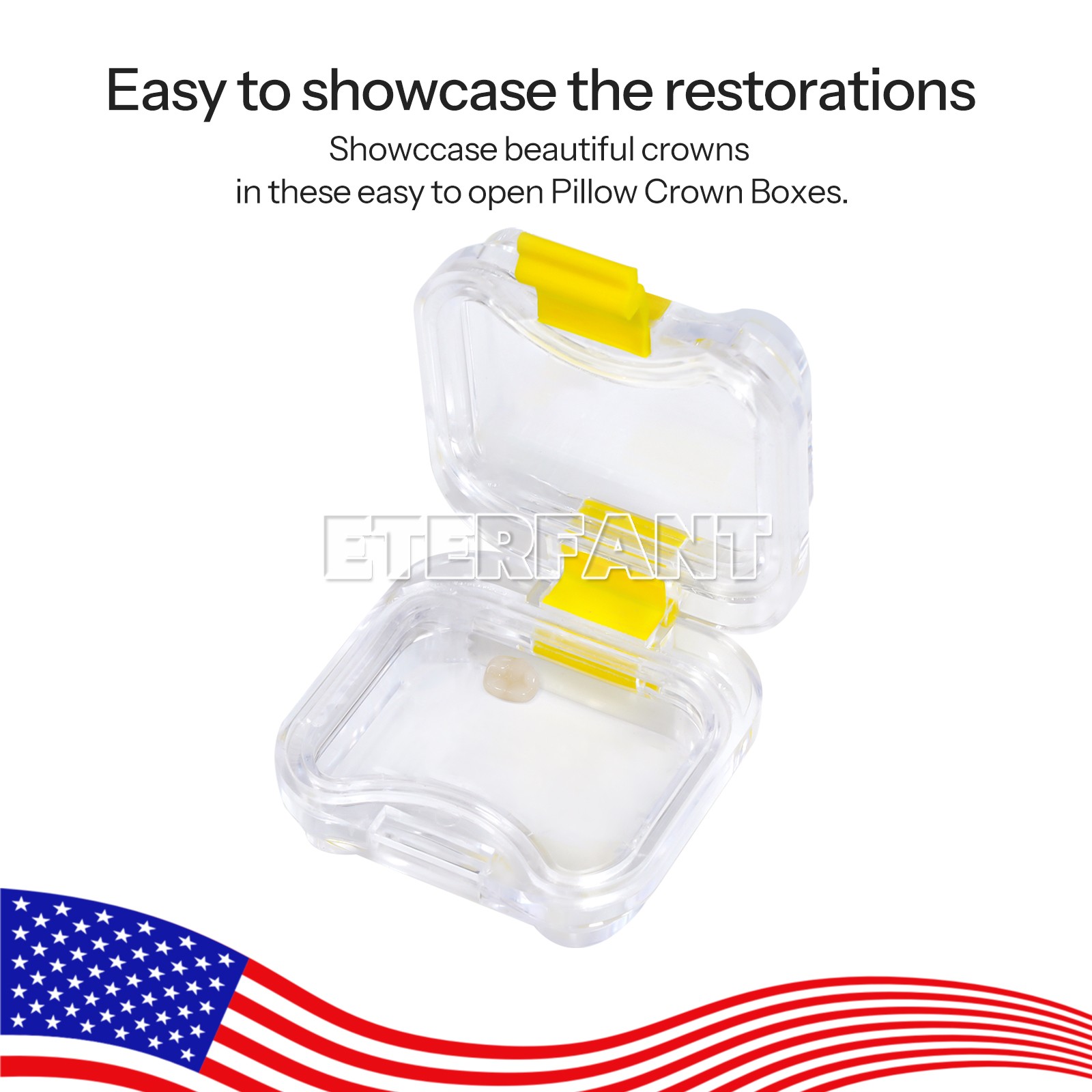 100pcs ETERFANT Dental Crown and Bridge Pillow Box with Latch Storage display