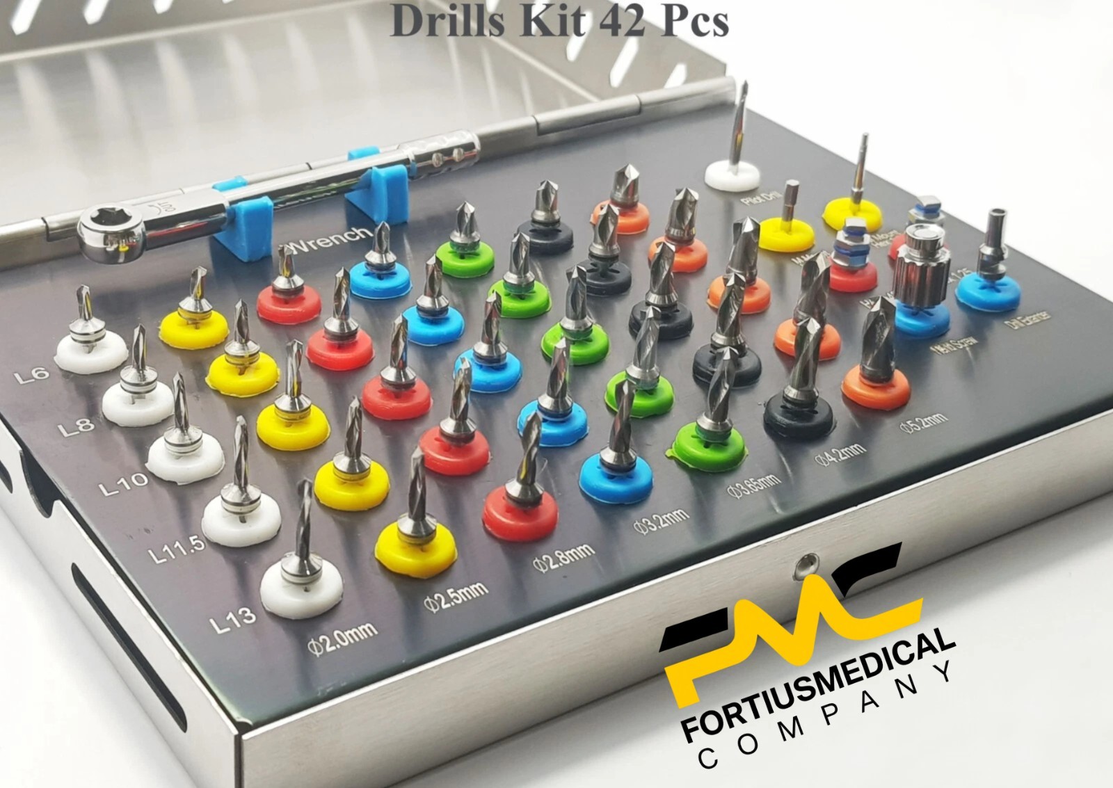 42 Piece Dental Drill Set – Ratchet Implant Surgical Drill Drivers Conical Kit