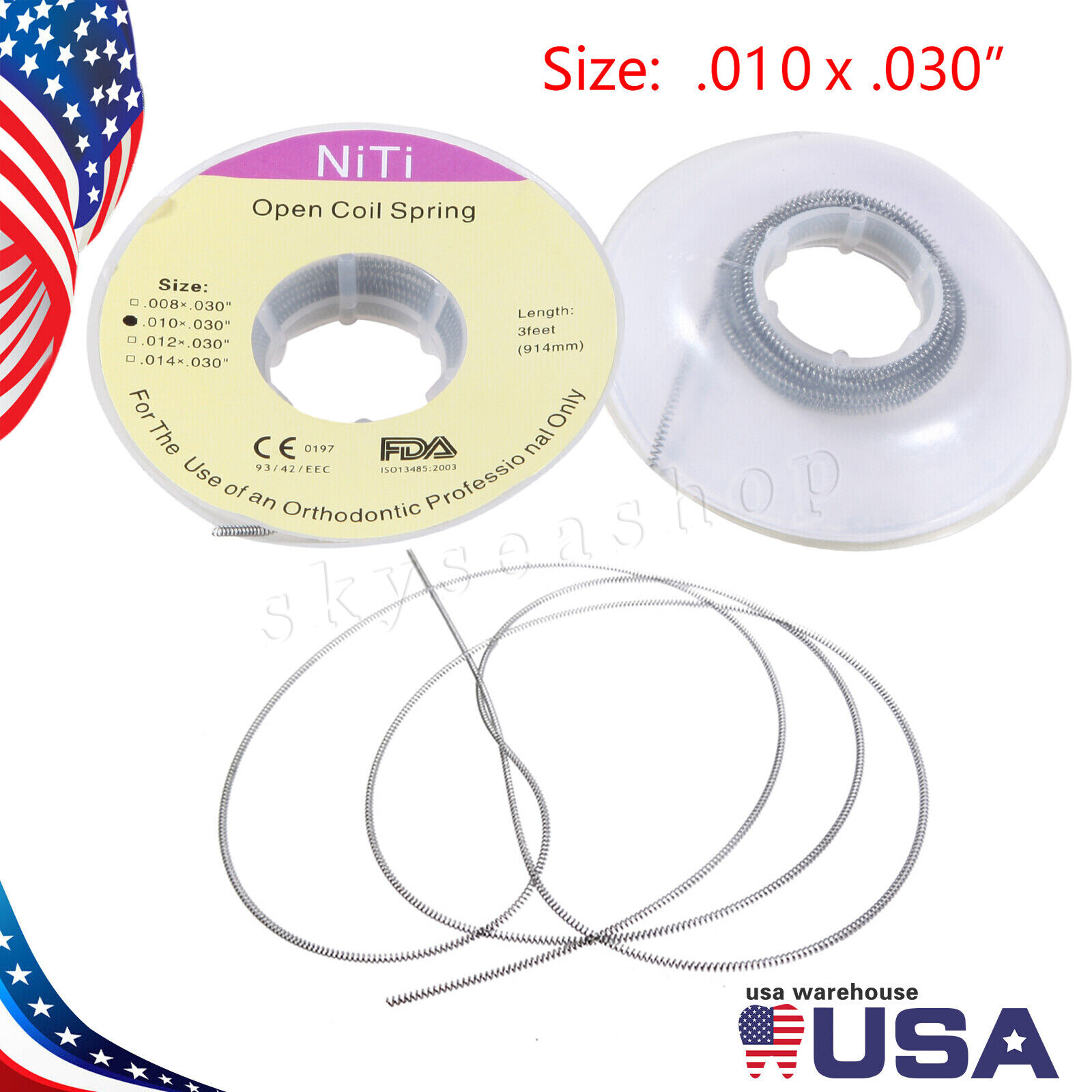 USA Dental Orthodontic Niti Open Coil Spring Spool Dia.010 *030 ” inch 914mm