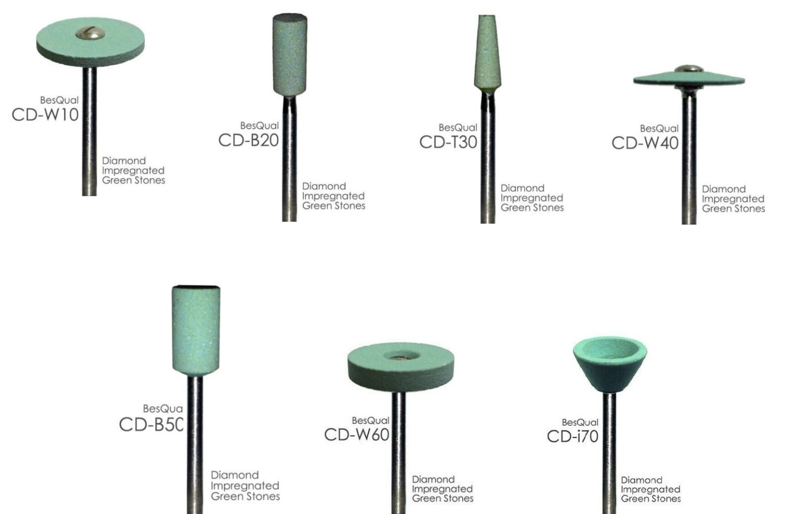 Zirconia – Diamond Impregnated Green Mounted Stones – All Sizes