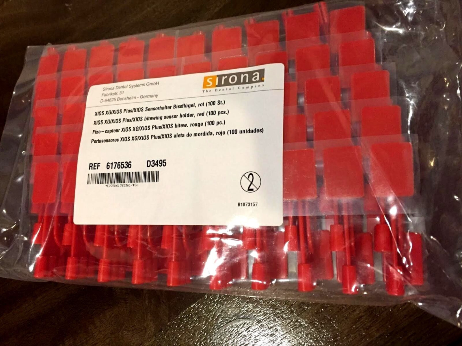 Sirona XIOS PLUS 100 Intraoral Sensor Holder Tabs RED Bite Wing 6176536