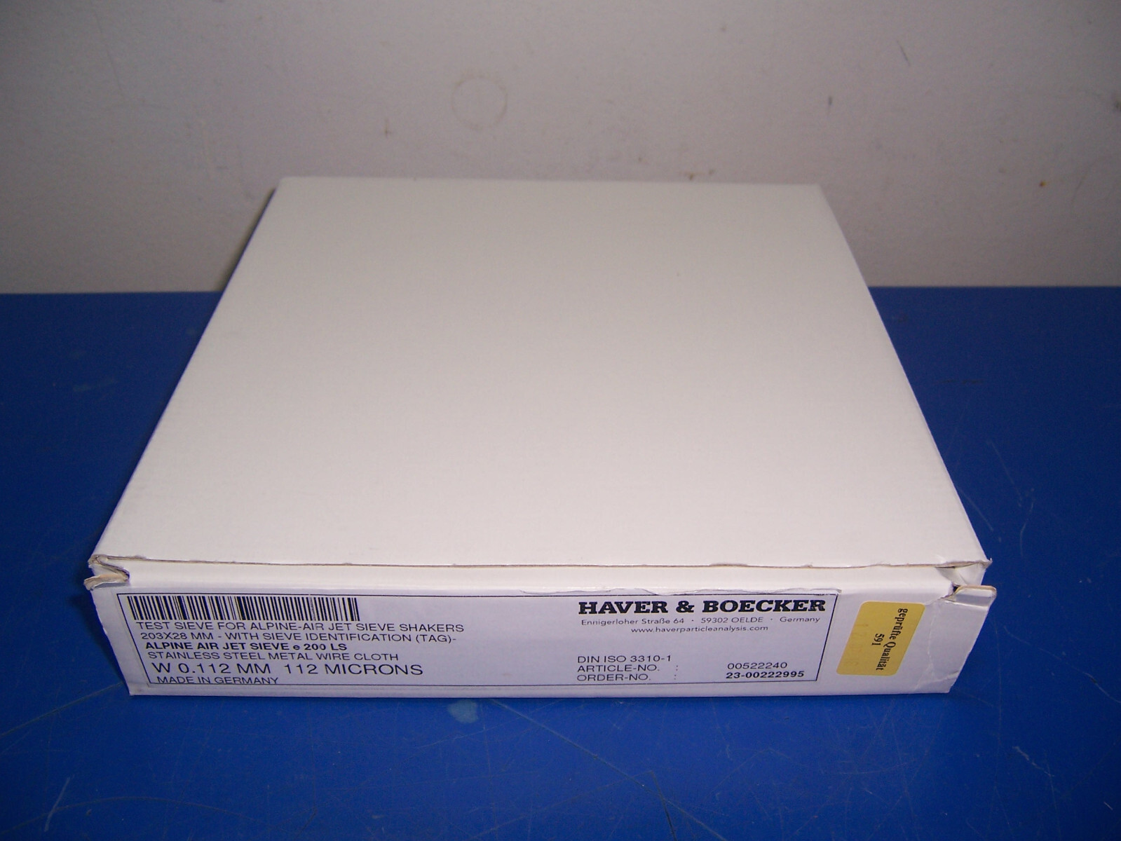14401 Haver & Boecker 112 micron Test Sieve for Alpine-Air jet 203x28mm SS metal